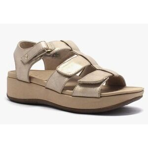 VIONIC Womens Tami Platform Wedge Sandals‎ Metallic Champagne Size 6 Wide